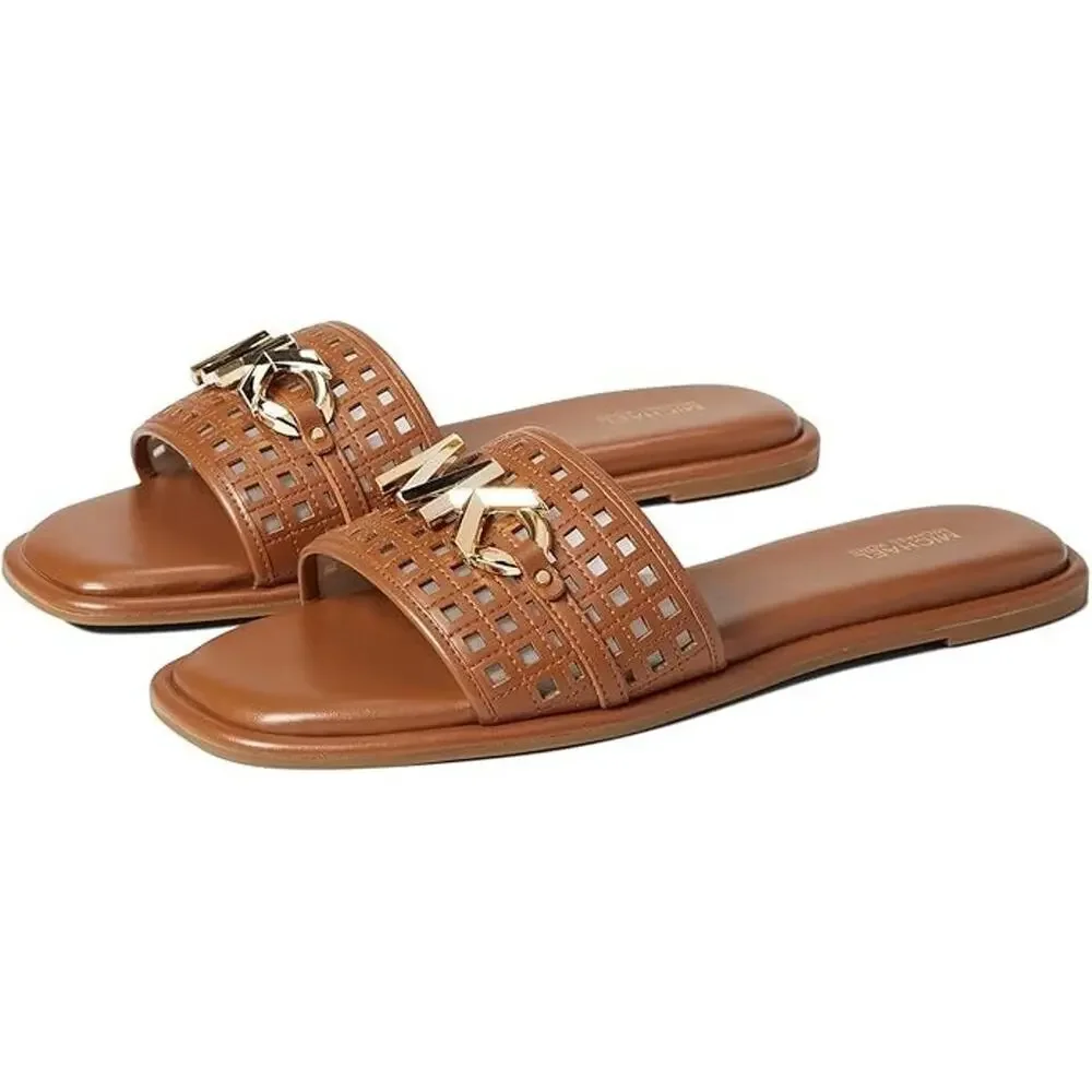 Michael Kors Women's Hayworth Slide Flat Sa Luggage, Brown Size 7.5M - Picture 4 of 4